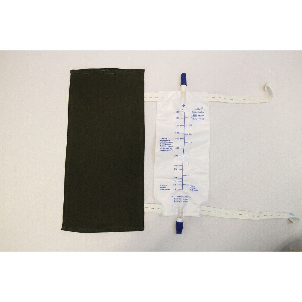 Large Dark Green Twill Catheter Leg Bag Cover